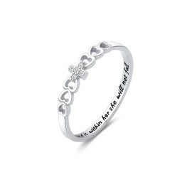 VQGRIXZCE S925 Sterling Silver Cross Faith Christian Bible Verse Heart Rings for Women Jewelry