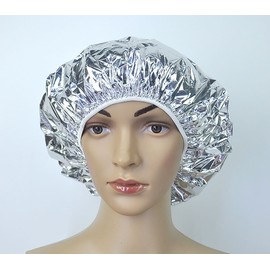 4PCS Salon Aluminum Foil Baking Oil Hair Cap Portable Nourishing Dry Disposable Shower Cap Waterproof Ultra-thin Bath Hat Hoods Bathroom Products (Silver)