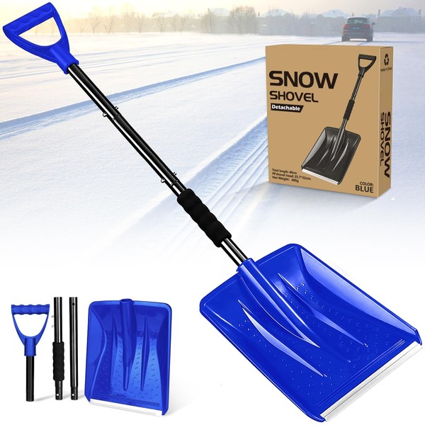 Snow Shovel, 2025 New Upgrade Large-Capacity Lightweight Aluminum Portable Snow