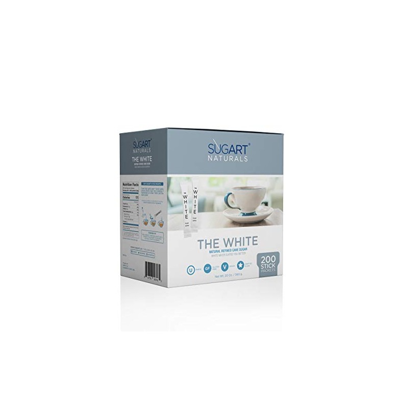 SUGART - THE WHITE SUGAR - 200 Individual Serving Stick