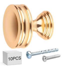 PAPAcroscoma Gold Cabinet Knobs: 10 Pack Aluminum Alloy Round Drawer Knobs 1.18"/30mm mit Two Types of Screws Landlord DIY Renovation for Drawer Dresser, Cupboard and Wardrobe