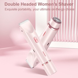 liucocotos Bikini Trimmer for Women 2025 Upgrade Dual Head Shaver Women Ceramic Blades 2-in-1 Women's Body Shaver Electric Razor 90min Cordless Runtime Waterproof Travel Grooming Kit (Blue)