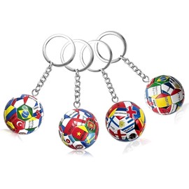 4 piezas Llavero de la Copa del Mundo 2026, llavero de pelota de fútbol con bandera nacional Abalorio de mochila, regalo deportivo para hombres,