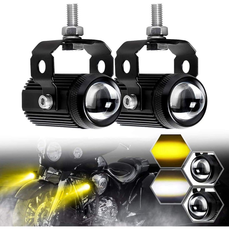 VEROCITY Motorcycle Fog Lamp, Yellow and White Switchable, Work Light,