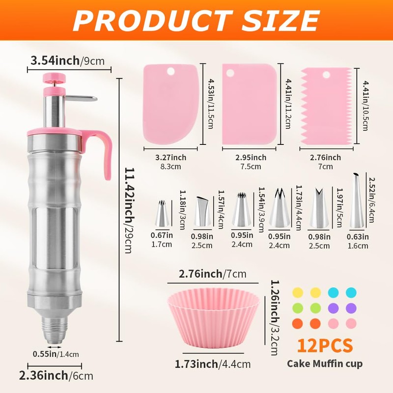 Dessert Decorating Syringe Set, 24Pcs Frosting Piping Kit with 6