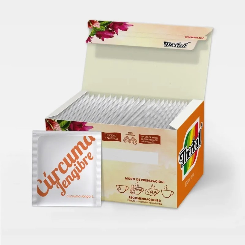 Té De Cúrcuma Con Jengibre Therbal 25 Sobres
