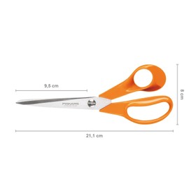 Fiskars Universal Scissors S90, Length: 21 cm, Stainless steel blade/plastic handles, Classic, Orange, 1001539