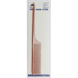 Krest Bone 10 Inch Coarse Teeth Rattail Comb - Professional Heat Resistant Styling Comb for Detangling and Sectioning
