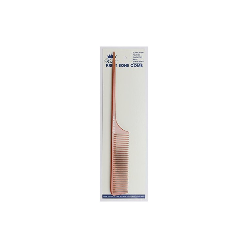 Krest Bone 10 Inch Coarse Teeth Rattail Comb - Professional