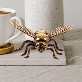 EXCEART Gold Bee Figurines 3pcs Brass Bee Figurines Mini Retro Bee Statues Golden Vintage Bee Sculpture Feng Shui Animal Ornament Insects Collectible Figures for Decorations