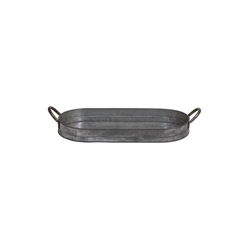 Creative Co-Op Oval Galvanized Metal Tray with Handles