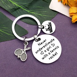 Vadaka Tennis Lover Jewelry Gift Tennis Gift Keychain for Girls Teens Tennis Girl Jewelry Tennis Player Gift Inspirational Gift for Tennis Girl Christmas Birthday Graduation Gift