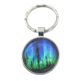 Promotech Sky Polar Light Keychain - Flat Keychain Made of Epoxy Resin and Metal, Decorative Pendant for Kids and Adults, Sturdy and Stylish, blue