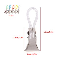 WYAN Pegs Household 15 Pcs Metal Colourful Tea Towel Hanging Clips On Hooks Loops Hand Towel Hangers Hanging Clothes Pegs Kitchen Etc. 5 Colours.