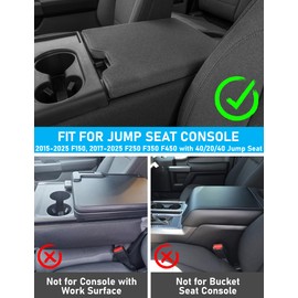 Sinvanho Center Console Cover for Ford F150 F250 F350 F450 F550 2015-2025 with 40/20/40 Jump Seat, PU Leather Middle Console Cover Armrest Seat Box Lid Protective Cover