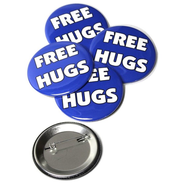 Free Hugs Pinback Buttons – Novelty Pins with Durable Round