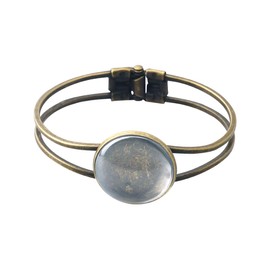ALLinONE Cabochon Bracelet Bezel Tray Blank Cuff Bracelet with Glass Domes for DIY Jewelry Making (Antique Bronze 25mm - 5 Sets)