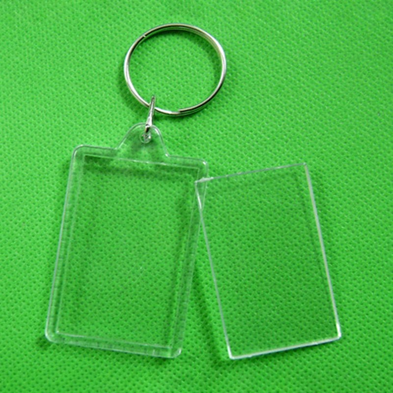 100Pcs Clear Acrylic Photo Frame Keychain, 5.5x4cm Clear Rectangle Blank