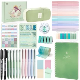 XKDOUS Bible Study Supplies Journaling Kit for Women, Bible Study Kit, Bible Study Tools with Prayer Journal Pencil Case Bible Accessories, Christian Gifts for Women, Green