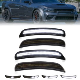 4PCS Animation Dynamic White Blue Pink Fender Side Marker Lights for Dodge Charger 15-23 Amber Red Sequential Led Indicator LampNumber of Bulbs: 4, Light Color: Blue Dynamic startup C03-02-0563, Lamp Type: LED