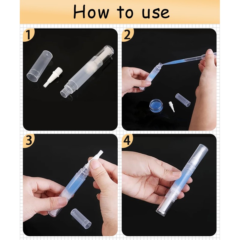 uadbau 6 Pcs 3ml Empty Cuticle Oil Pen with 4