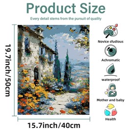 Paint by Numbers for Adults - Street View Paint by Numbers for Adults with Brushes, Flowers Art Crafts Canvas for Home Decoration 16 x 20 Inch