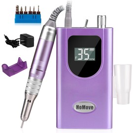 35000RPM Portable Nail Drill Machine, HoMove Professional Nail Drill Machine, Rechargeable Electric Efile Nail Drills for Acrylic Gel Nails, Cordless Portable Nails Drill【Purple】