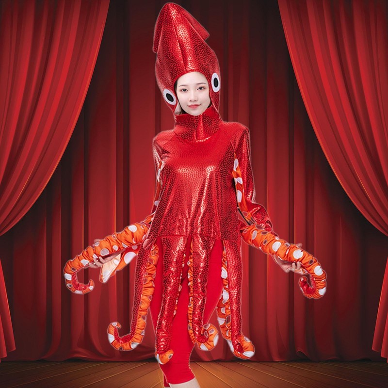 Perfeclan Squid Costume Adults Cosplay Costume Apparel Party Supplies Comfortable
