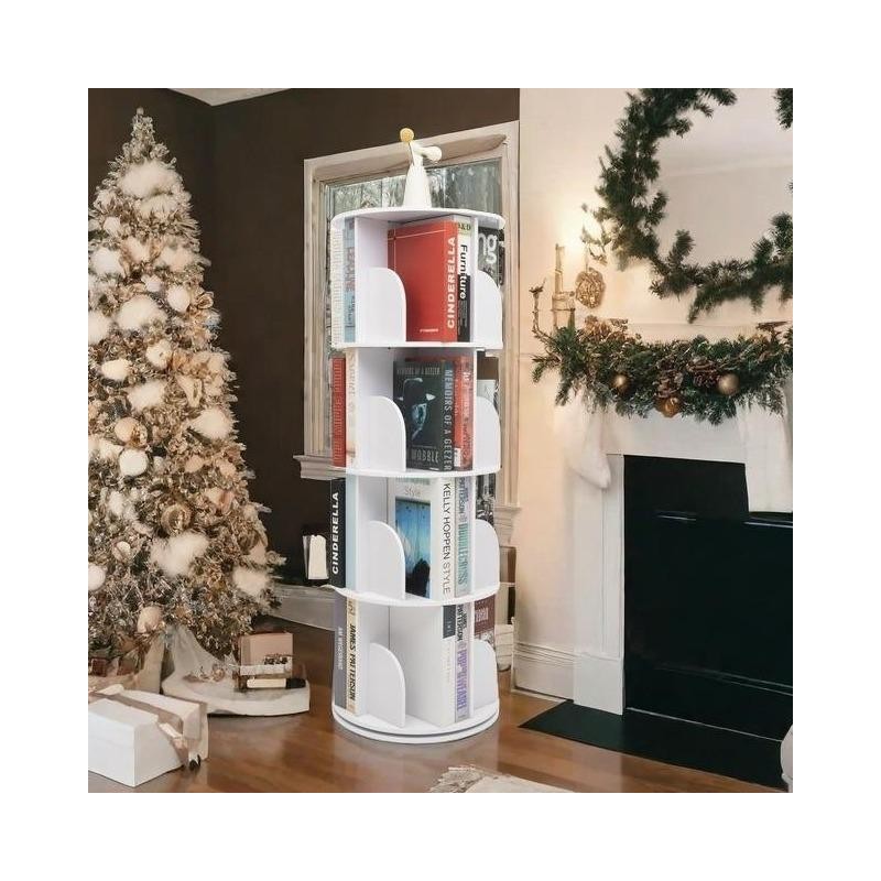 CNCEST Rotating Bookshelf Tower 360° Display Floor Standing Bookcase Bedroom