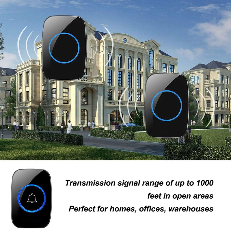 Wireless Doorbell Kit 38 Ringtones Door Bell Ringer 3 Levels