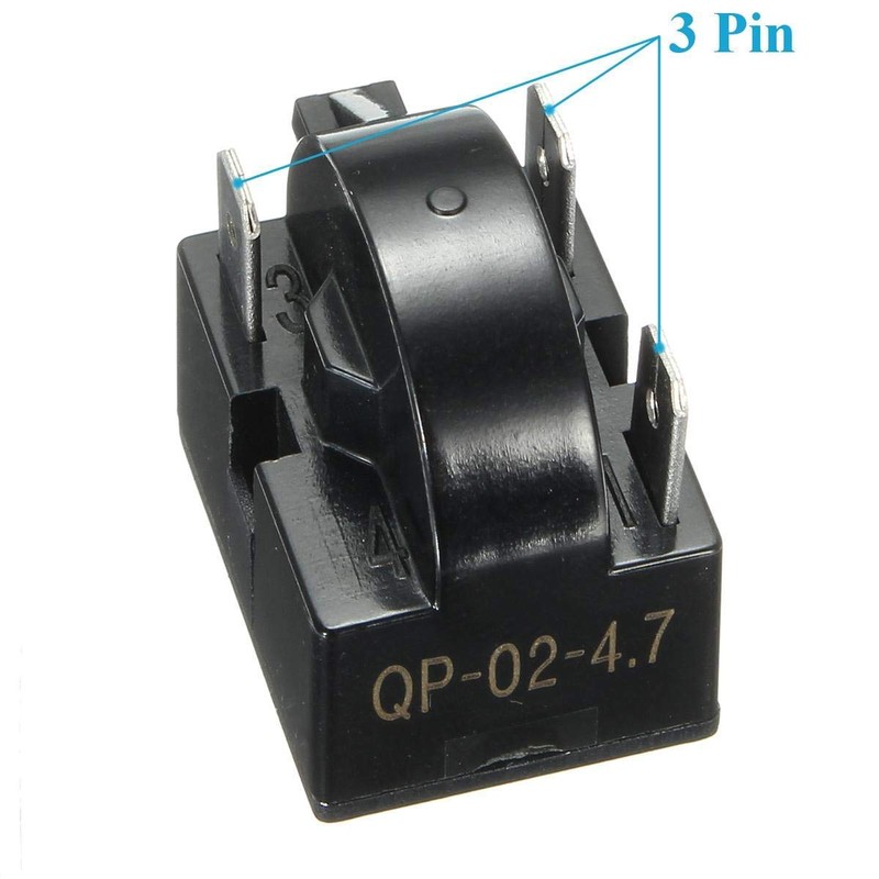 MEETOOT 1pcs QP-02-4.7 PTC Refrigerator Start Relay 3 Pin Coolers