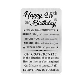 MOQIYXL Granddaughter 25th Birthday Card, Happy 25 Birthday Granddaughter Gifts Ideas, Small Engraved Wallet Card