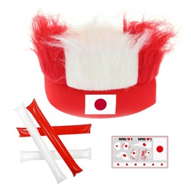 Giyomi Soccer Game Watch Hat, Cheering Goods, Sunimaru Design Cap, Tattoo Stickers, Stick Balloons, Set of 3, Football, Sports Meetings, Soccer Fan Photography, Events, Party Supplies