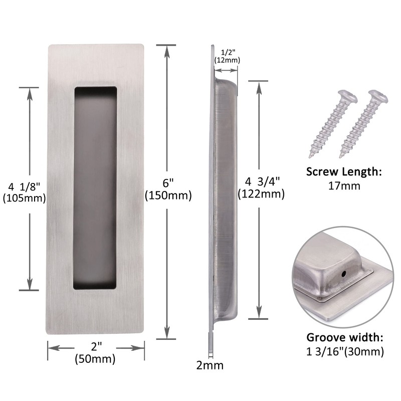 Tidorlou 2 Pack Recessed Door Pull Handles with 4 Screws,