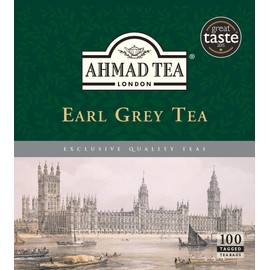Ahmad Tea Earl Grey Tea, Tagged Teabags without envelopes, 100 Count