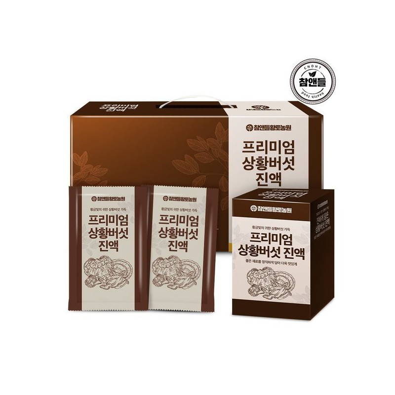 Cham&Deul Hwangto Nongwon 프리미엄 국산 상황버섯진액 70ml 30포 3박스(총90포) Premium
