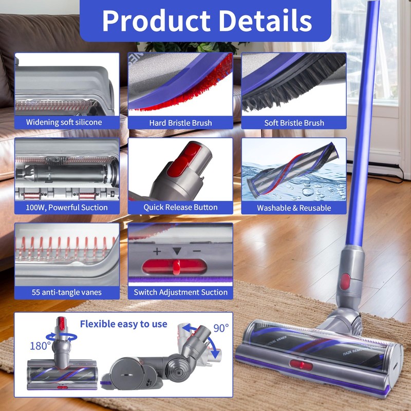 Upgrade High Torque Brush Head Replacement for Dyson V11, V15,