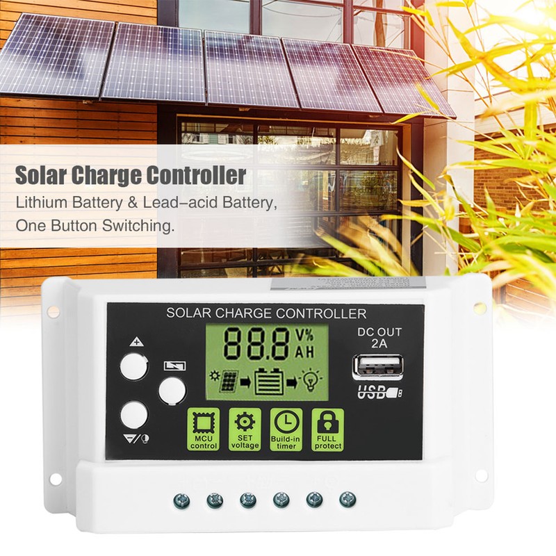 PWM Intelligent Solar Charge Controller Regulator LCD Display USB Output