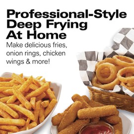 Hamilton Beach Electric Deep Fryer with Basket and Lid, 4.5 Liters / 19 Cups Oil Capacity, Temperature Control, View Window, Professional Style, 1800 Watts, Stainless Steel (35035A)