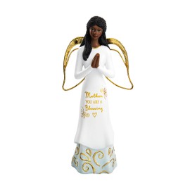 Pavilion Gift Company Mother You are A Blessing - 5.5 Inch African American Praying Collectible Resin Angel Figurine, White