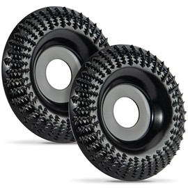 fucokt 2Pcs Wood Carved Disc Grinder Grinding Wheel Disc 4 Inch, Wood Grinding Disc Wood Grinding Shaping Disc for Angle Grinder ，with 5/8 Inch Mandrel