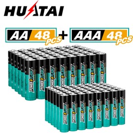 POWER FLASH Ultra Long Life Alkaline Combo AA + AAA Batteries, 48 Double a Batteries and 48 Triple a Batteries, 1.5V Batteries 10 Year Warranty (Home and Industrial Pack)