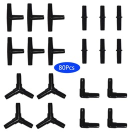 JIH Aquarium 165 Feet Standard 3/16" Black Flexible Airline Tubing with Black Plastic Connectors for Fish Tank,Terrariums, and Hydroponics