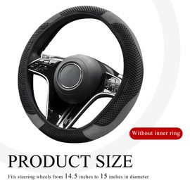 Wevdn Car Steering Wheel Cover, 15 Inch Anti Slip Leather Elastic Steering Wheel Protector Pad, Breathable Steering Wheel Cover for Men Women, Interior Decor Car Accessories (Gray)