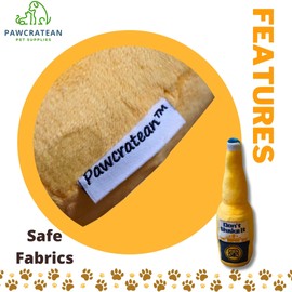 Pawcratean Dog Comfy Plush Toy Beer Bottle Style with Squeaker Cool Dog Gift for Funny Photos