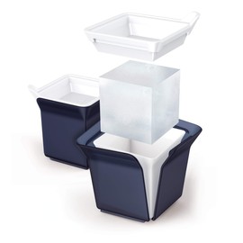 ZOKU Silicone Cube Ice Molds, Set of 2 Stackable Square-Shaped Ice Molds, Keep Drinks Colder Longer with Less Dilution, Easy-Release, BPA and Phthalate-Free, Slate Blue