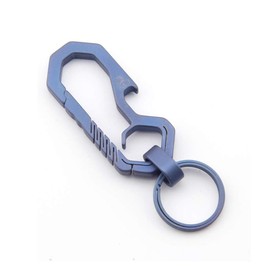 FEGVE Titanium Keychain Key Holder Quick Release Keychain Buckle Bottle Opener EDC Tool for Men and Women (Blue)