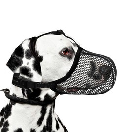 JOYPAWS Dog Muzzle, Breathable Soft Muzzle for Medium to Large Dogs to Anti & Prevent Barking Biting Chewing, Reflective & Adjustable Basket Muzzle with Air Mesh for Beagle Black L