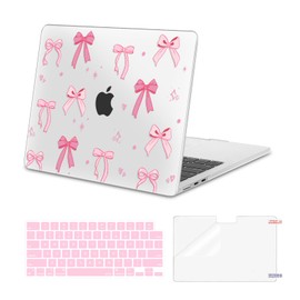 MOSISO Compatible with MacBook Air 13 inch Case 2025 2024 2023 2022 M4 A3240 M3 A3113 M2 A2681, Star Bowknots Plastic Hard Shell&Keyboard Cover&Screen Film for MacBook Air 13.6 inch Case, Transparent