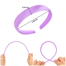 Amariver 12Pcs Purple Headband for Women 0.8inch Satin Headbands Thin Hard Head Bands DIY Plain Hair Band Light Purple Satin Headband Fashion Hair Accessories for Women Girls